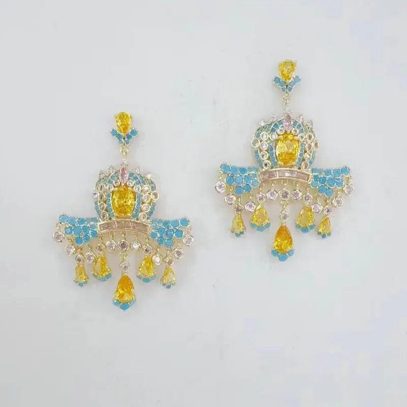 

Bilincolor модные синие и желтые серьги в форме шляпы с кисточками для женщин на свадьбу