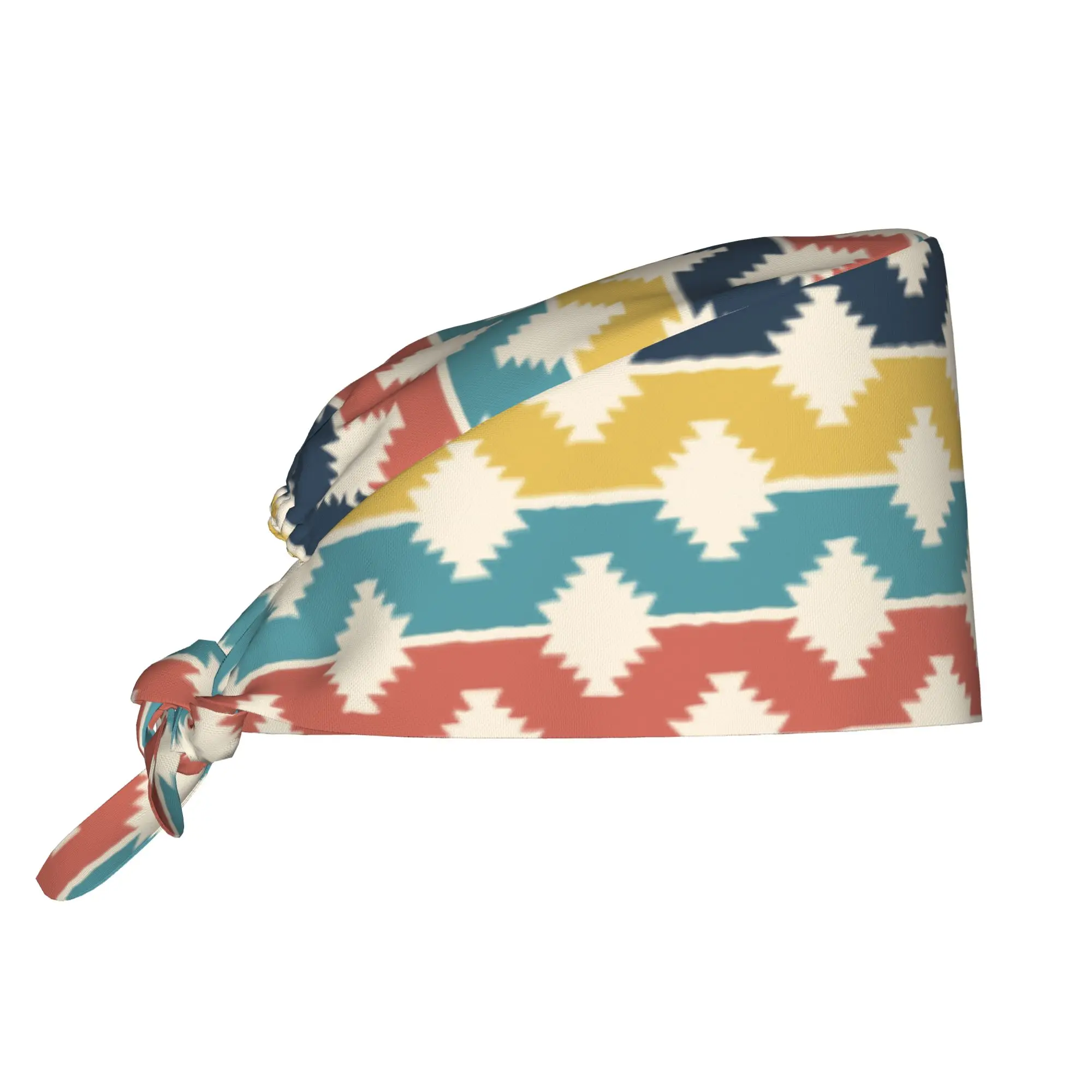 Custom Southwestern Boho Stripes Pattern Aztec Western Prints Medical Staff Scrubs Hat Doctor Nursing Surgical Cap Scrub Caps