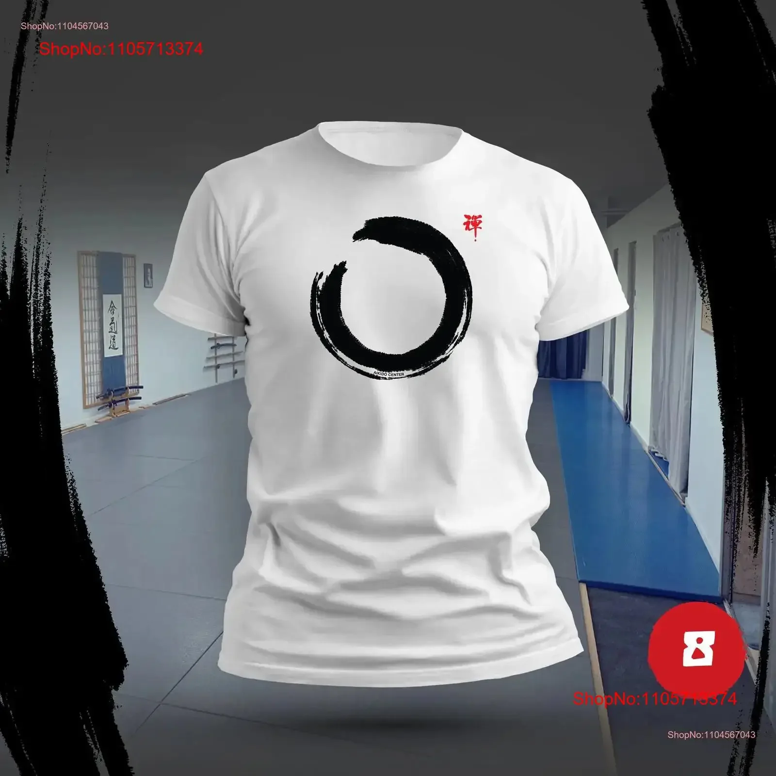 AIKIDO flock velvet printed T shirt Martial Arts Aiki 2025 vintage Washed designer clothes Slightly Casual Breathable