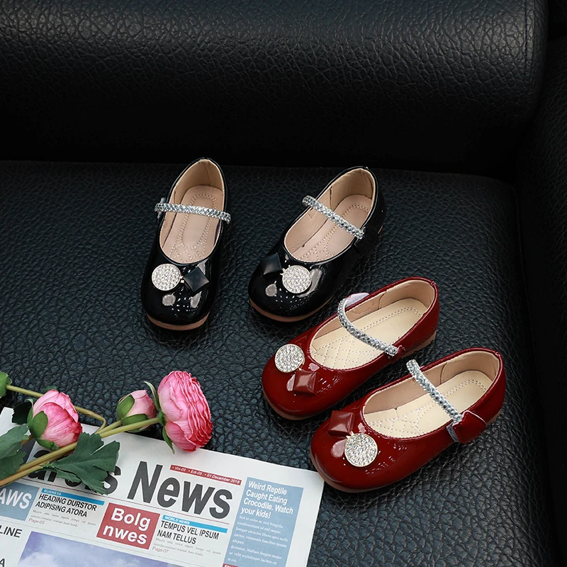 Girls Princess Leather Shoes Spring Autumn PU Children's Flats Versatile Fashion Kid Causal Dress Shoe for Wedding Party