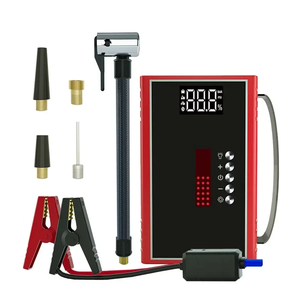 

New 4 In 1 Multi-Function Portable Car Jump Starter Battery Pack With Air Compressor Jump Start Box Tire Inflator Air Tire Pump