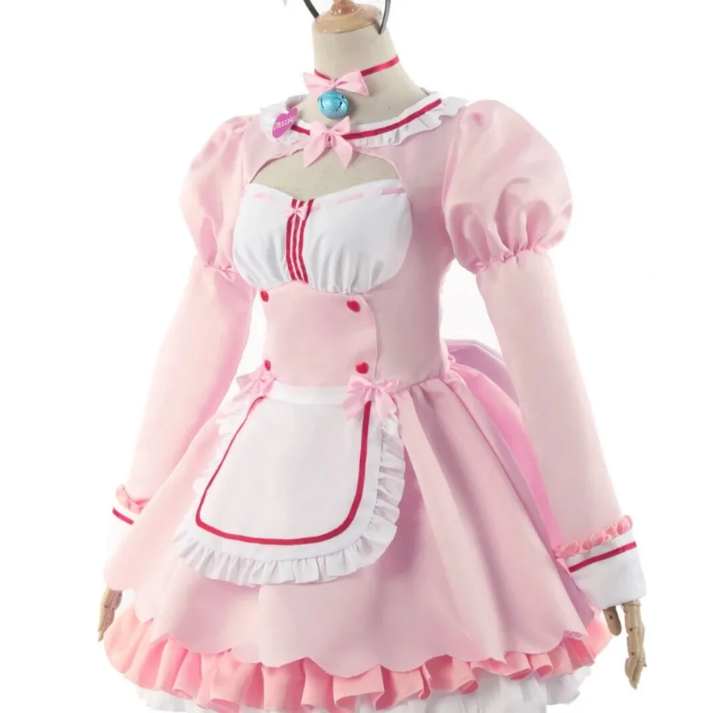 Anime Cat Girl Cosplay Costume Women Cute Lolita Maid Dress Full Set Nekomusume Role Play Uniform Suit Halloween Carnival Party