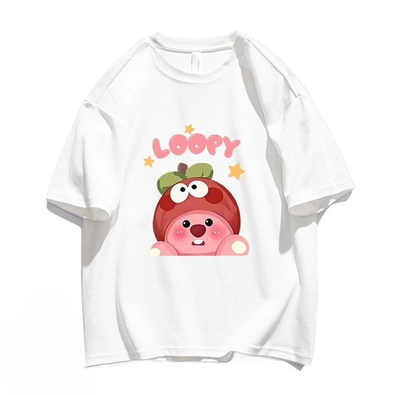 

MINISO Loopy Anime T Shirt for Woman And Men tshirt Casual Tee Short Sleeve Loose Fit Clothing Gift Short Sleeve Summer Top