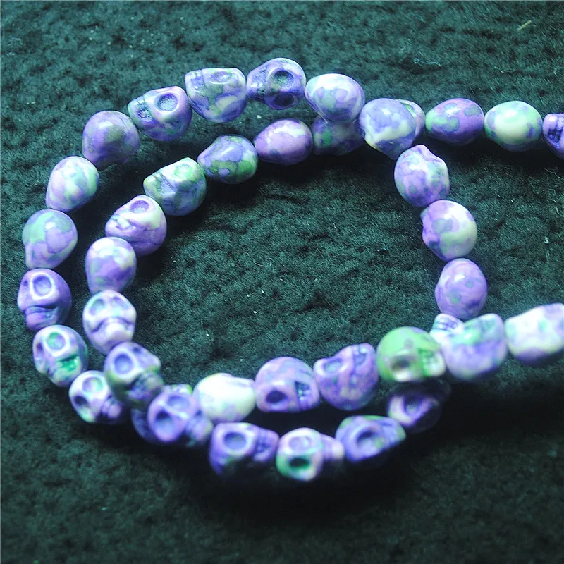 40PCS Hot Purple Jasper Stone Strings Loose Beads Skull SHAPE 8X10MM 2 COLORS FOR WORMEN LOVELY BRACELETS MAKING ACCESSORIES