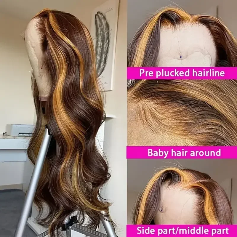 Body Wave Menselijk Haar Pruik Hoogtepunt Pruik Body Golvend Kant Voor Pruiken 34 inch Braziliaanse Remy Transparante Vetersluiting Pruiken voor Vrouwen