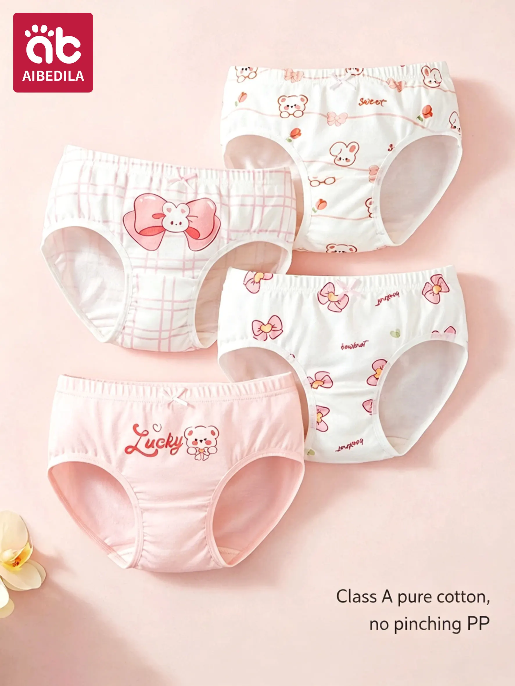 AIBEDILA Frühling Sommer Mädchen-Unterwäsche aus reiner Baumwolle, atmungsaktiv, dreieckig, weich, bequem, Kinderhöschen für kleine Mädchen