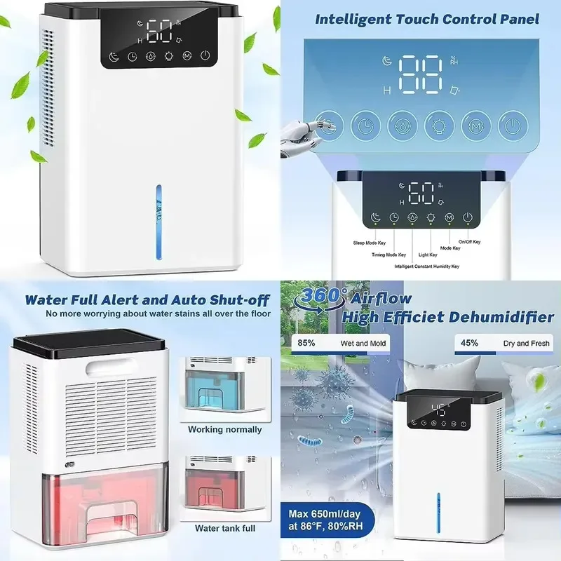 Best Portable Home Dehumidifier with LED Display Smart Mini Electric 2000ml for Home RV Ex-Factory Price