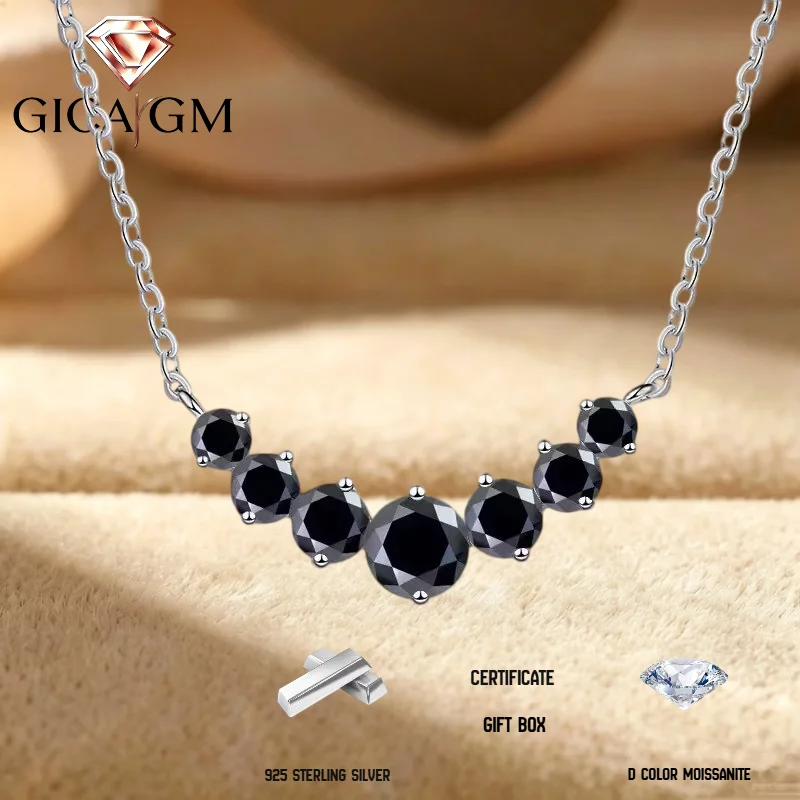 2.8CT Total Moissanite  Necklace Elegant 925 Sterling Silver Neck Jewelry Decoration Gift for Proposal Engagement Birthday Gift image 4