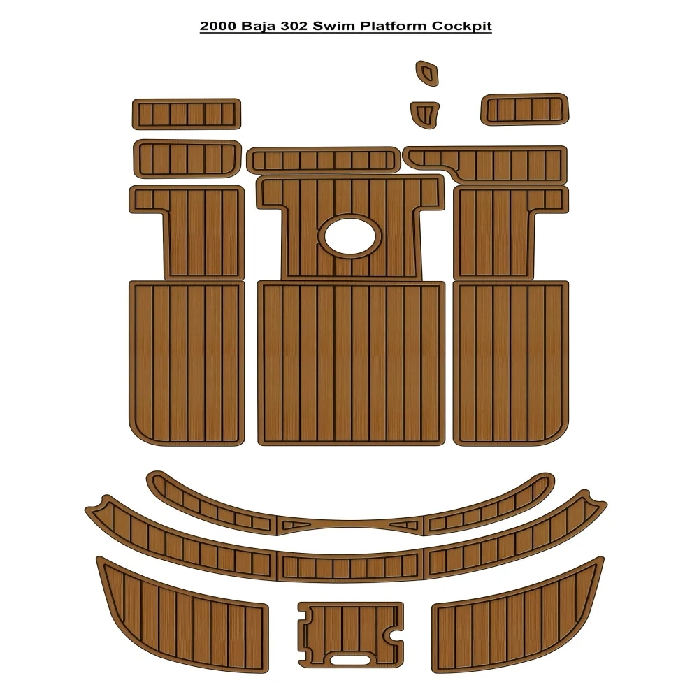 

2000 Baja 302 Swim Platform Cockpit Pad Boat EVA Teak Deck Floor Mat SeaDek MarineMat Style Self Adhesive