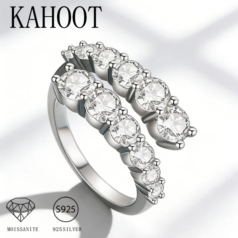 

A new, fashionable, retro, elegant, and classic 925 sterling silver moissanite open ring, one size fits all.