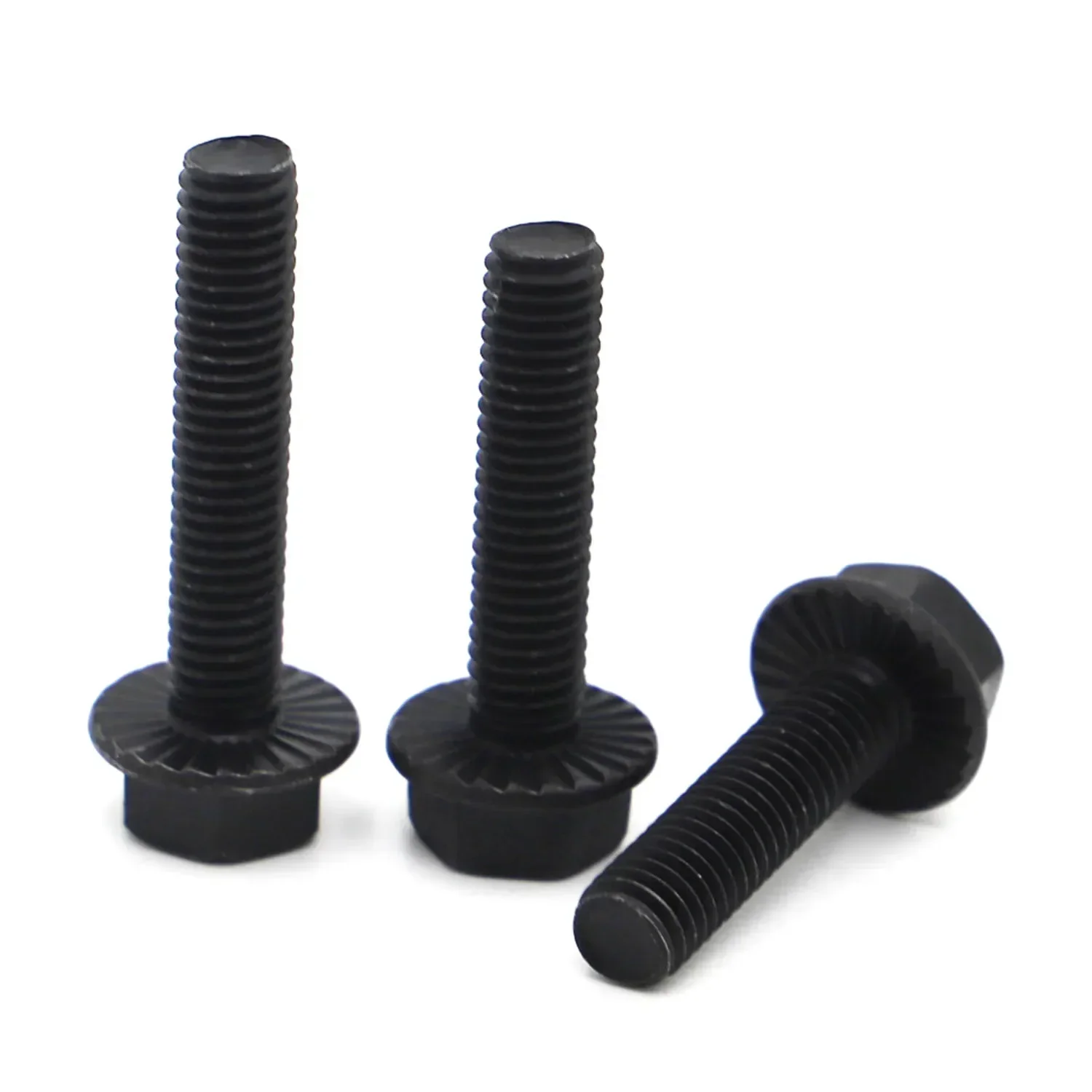 M5 M6 M8 M10 M12 Black Grade 10.9 Steel Hexagon Flange Bolts With Tooth Anti-slip Screw GB5789