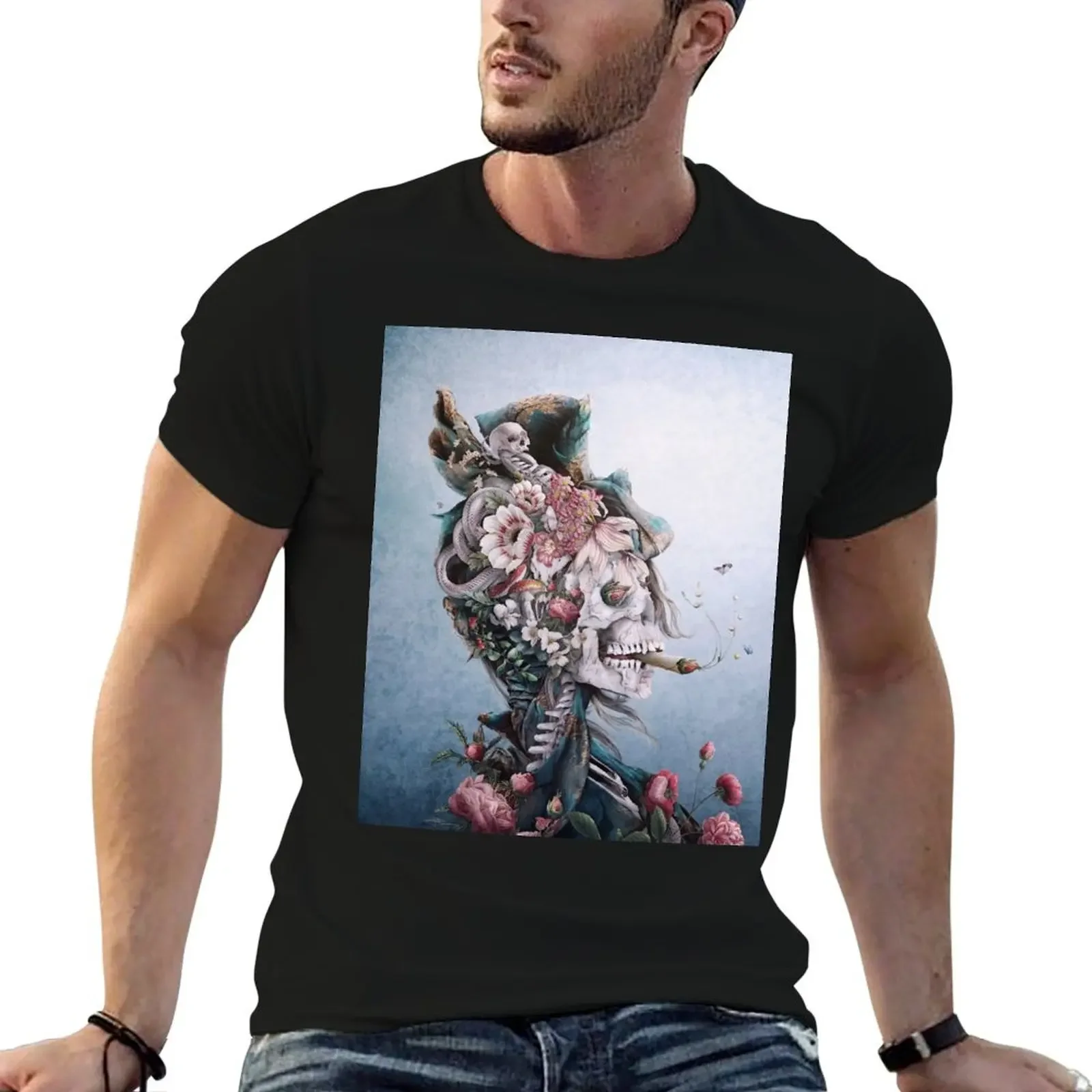 Floral Skull II T-Shirt sublime cute tops plus size clothes boys whites mens graphic t-shirts hip hop