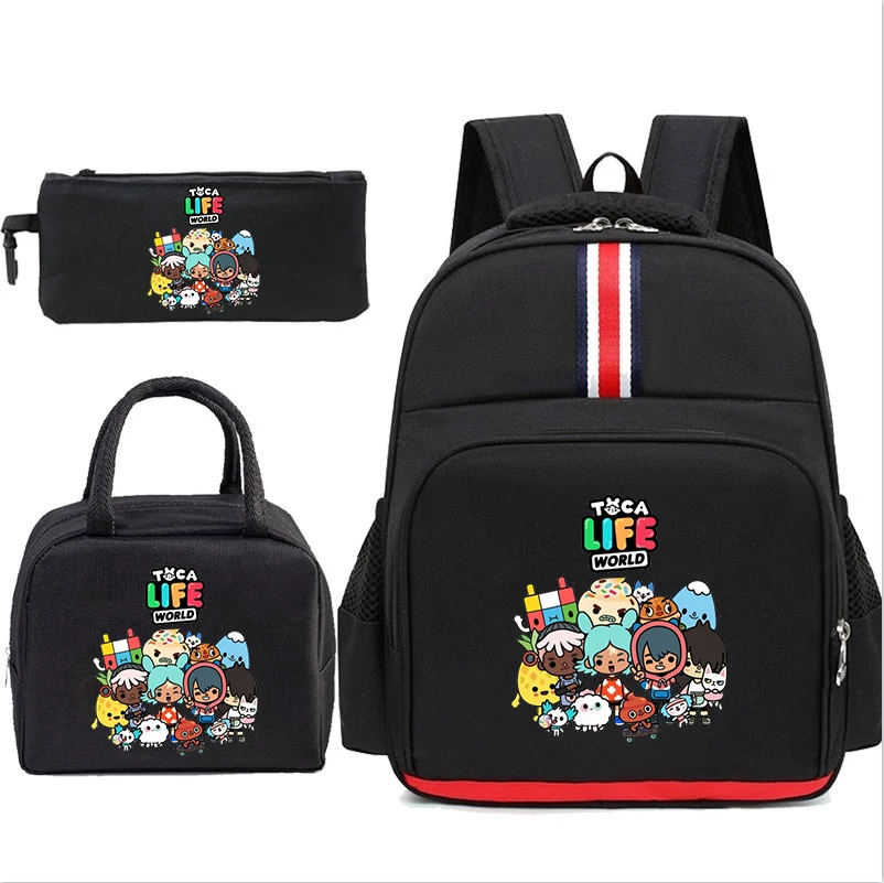 3Pcs Toca Life World Children Backpack With Lunch Bag Pencil Case Set Backpack Boy Girl Bookbag High Quality Students Backpack