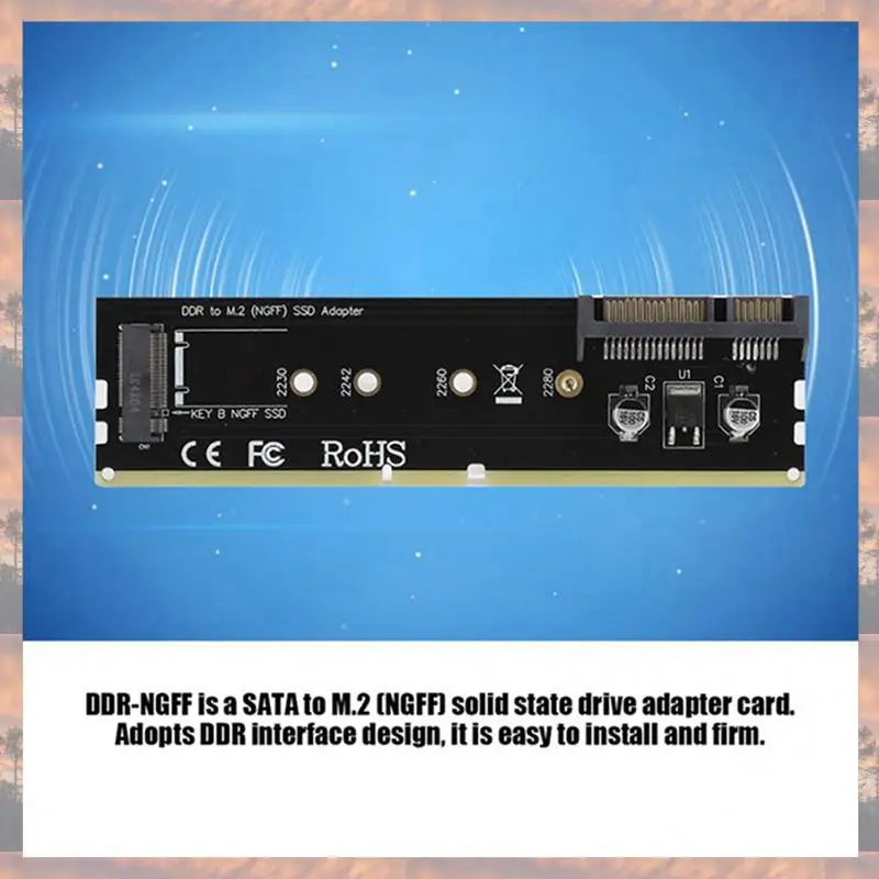 

2025 New-DDR3 DDR4 DDR2 To M2 SSD Adapter M.2 NGFF B Key Riser Card Black PCB SATA 15Pin Power + SATA 7Pin Data Port