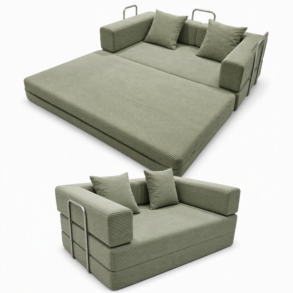 High Loading Rate Roll-Packed Sofa Bed Advanced Compressed Chenille 2-in-1 Sleeper Sofa For Small Space Living Furniture