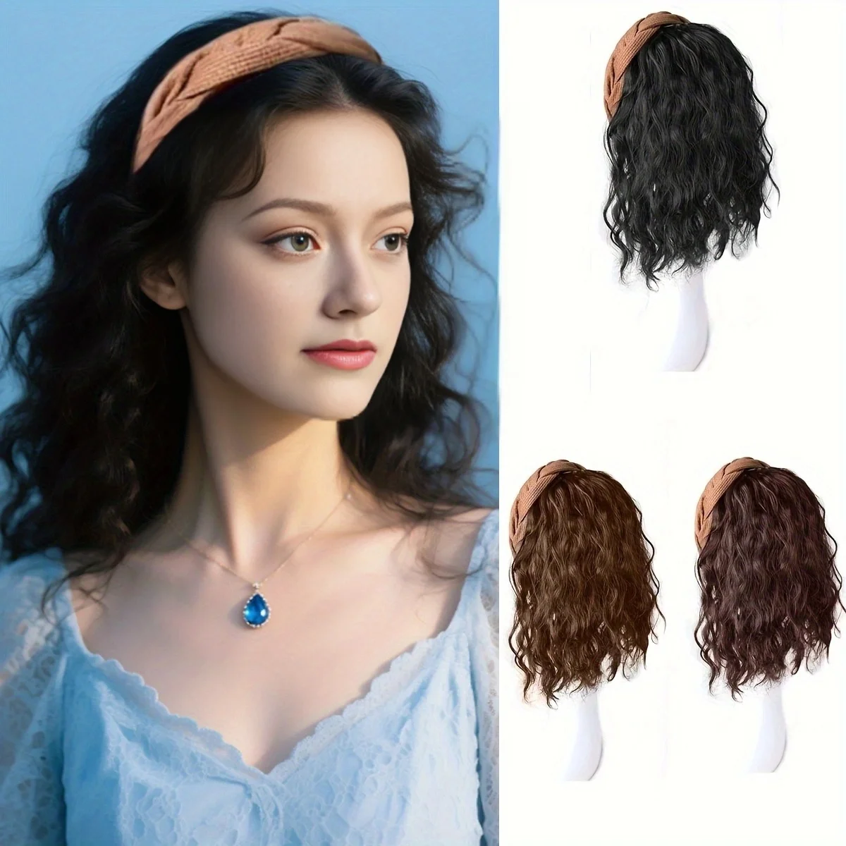 

Синтетическое наращивание, вьющаяся повязка на голову, волнистые шиньоны, пушистые волнистые волосы, аксессуар для наращивания, зажим для парика, искусственный полупарик, женский запрет для волос