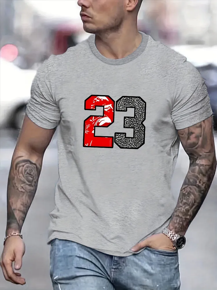 Summer Casual T-Shirt Flat Print Printed T-Shirt Fashionable and Trendy Men's Short Sleeve Summer Comfortable Casual Men's Top