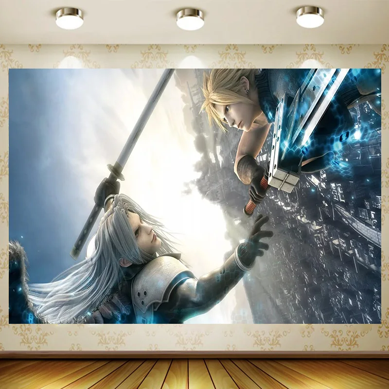 Final Fantasy Birthday Party Supplies Decoration Customize game Backdrop Baby Shower Banner Kid Faovr Room