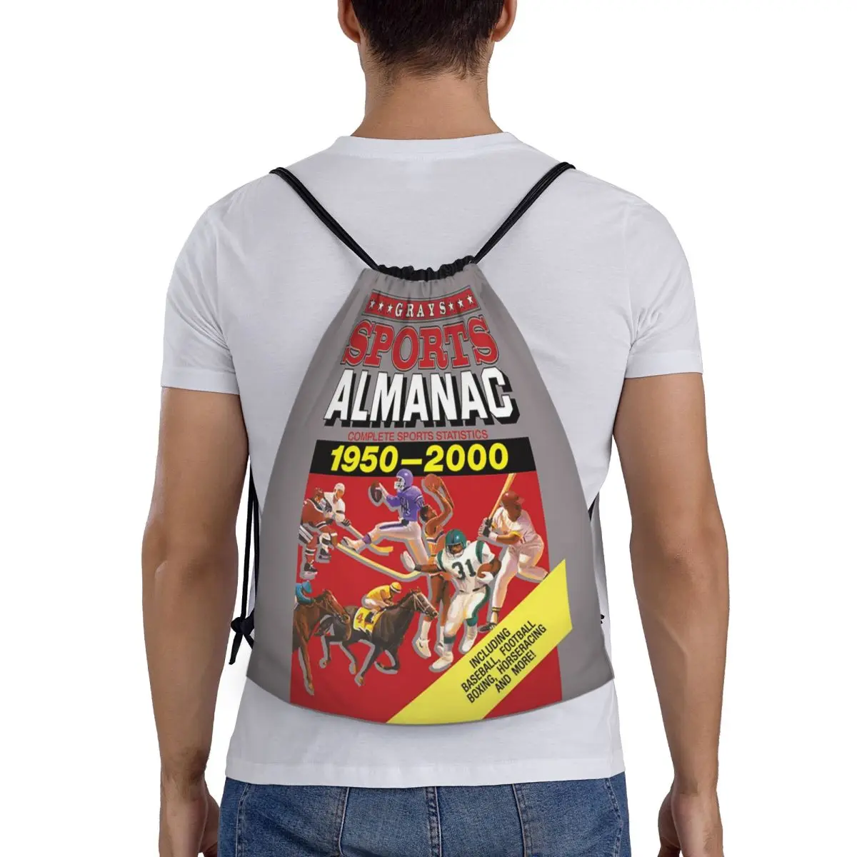 Grays Sports Almanaque Completo Estatísticas Esportivas Mochila com Cordão Esporte Sackpack Portátil De Volta para o Futuro Saco de Treinamento