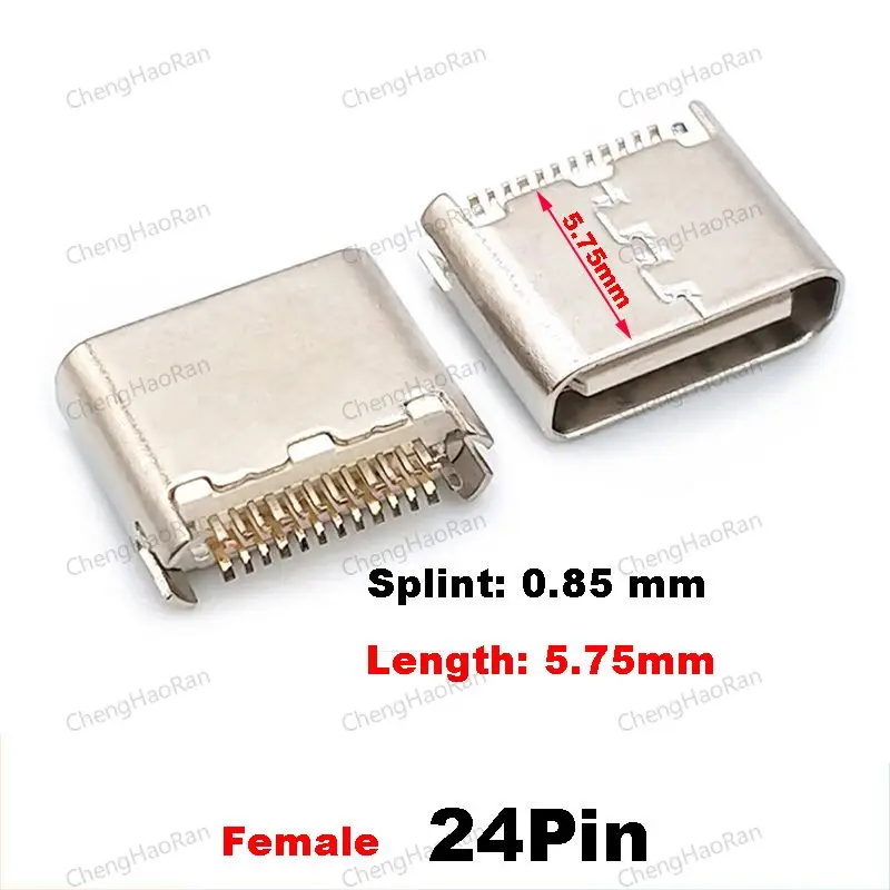 24Pin USB Connector Type C Female USB 3.1 Vertical through Hole for charger adapter DIY Charging case Data Transceiver 24P