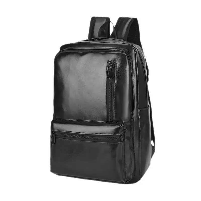 New Business Men PU Leather Backpack Casual Travel Backpack Male Luxury Black Laptop Bag Large Capacity Student Schoolbag