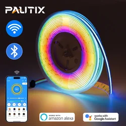 PAUTIX 12V/24V COB RGBIC Pixel zestaw adresowalna taśma LED inteligentne Wifi Bluetooth kontrola aplikacji pracy z Alexa/Google Home