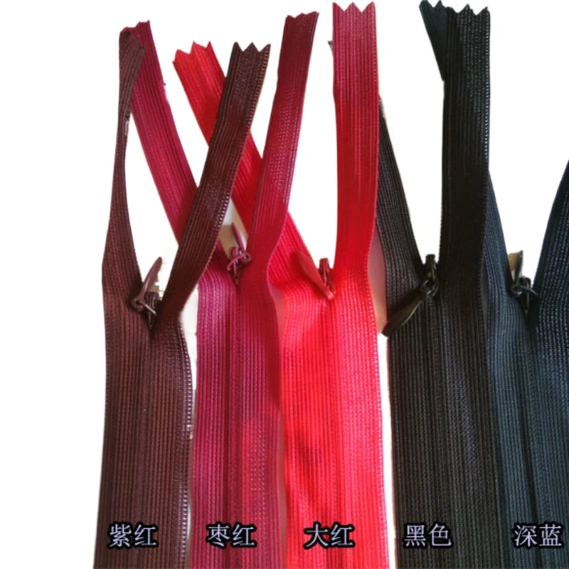 

50 шт./лот, 2 куб.см, 25 см, кружевная невидимая скрытая нейлоновая катушка на молнии, розовая, красная, белая, черная, закрытая классическая рубашка, швейные принадлежности