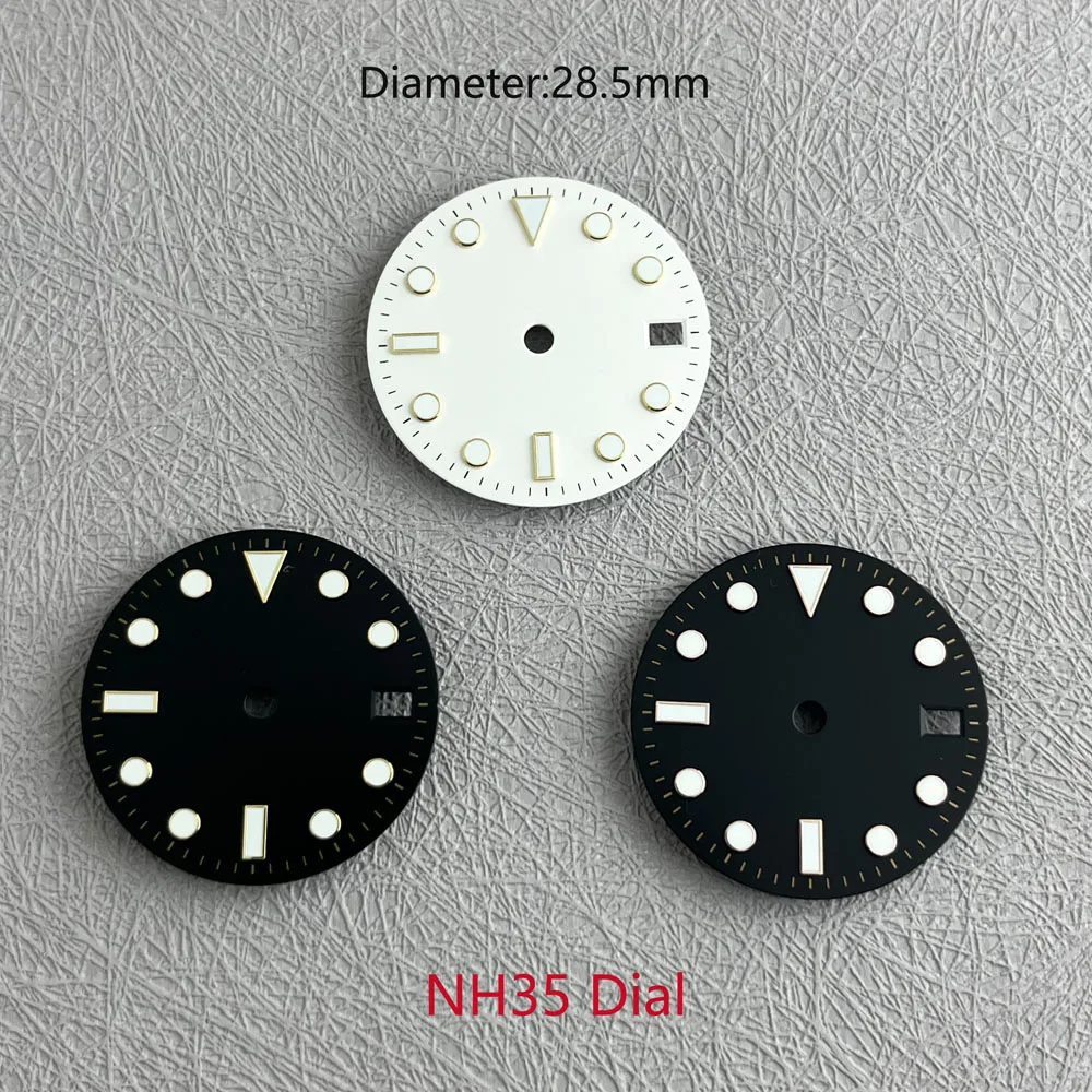 قرص NH35 28.5 ملم قرص غوص أزرق مضيء مناسب لملحقات ساعة الحركة الميكانيكية الأوتوماتيكية NH35 يمكن تخصيص الشعار