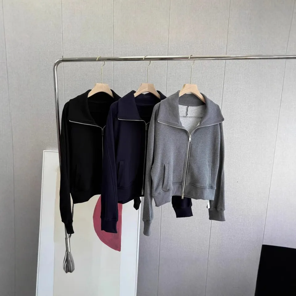 

Повседневная женская верхняя одежда с большим воротником и двойной молнией, свободная утягивающая женская верхняя одежда, хлопок, весна 2025 г., дизайн моя