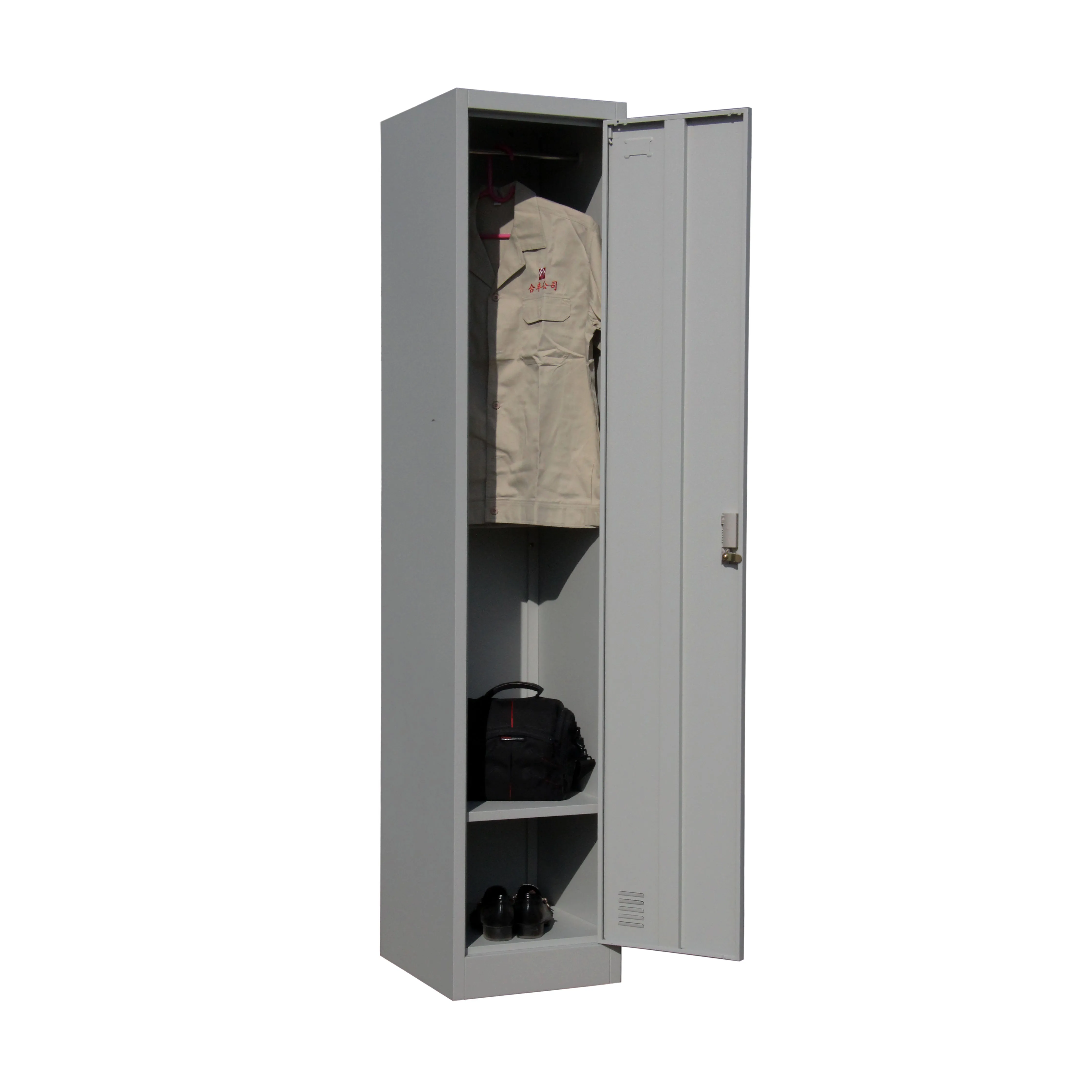 #￥forKD Modern Foldable Metal Single Door Clothes Hanging Locker Steel Wardrobe Closet for Workshop and Living Room Use