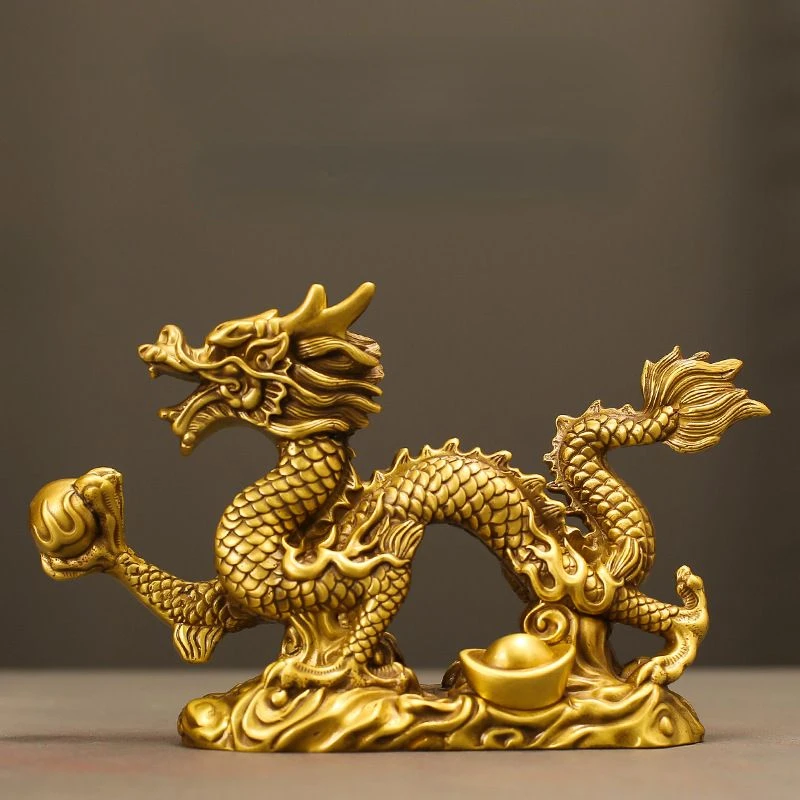 

Zhaocai All Copper Brass Golden Ingots Dragon Ornaments Longteng Four Seas Decoration Crafts Shop Office Decoration