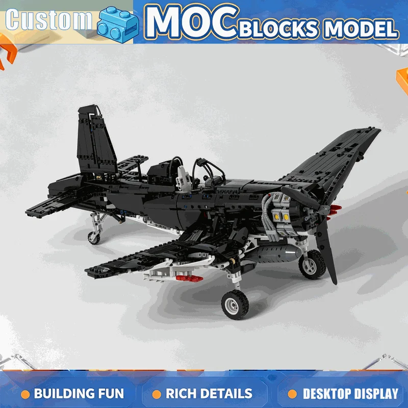 2512 Parts MOC Classic Propeller Fighter Aircraft Model Building Blocks DIY Assembly Educational Creative Toy Gifts Collection
