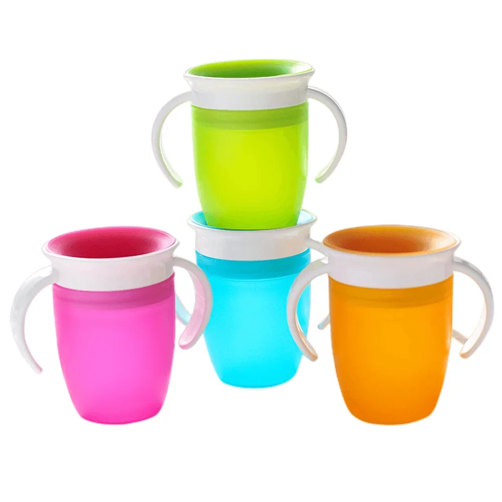 Baby Cups Can Be Rotated Magic Cup Baby Learning Drinking Cup LeakProof Child Water Cup Bottle 207ML Copos