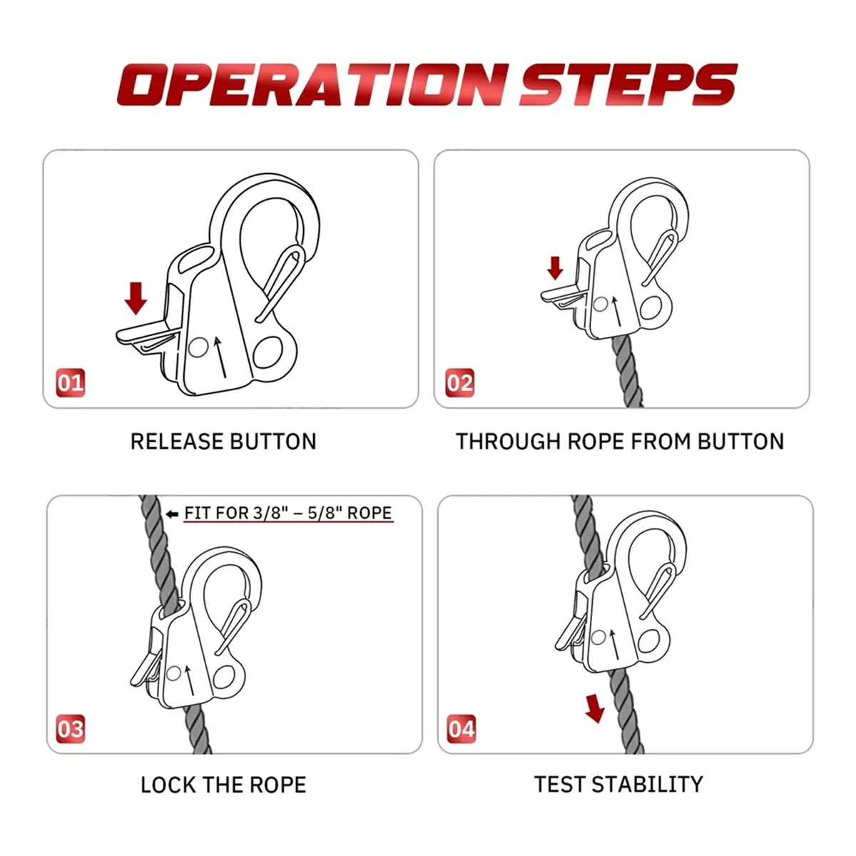 【CYBER MONDAY】Stainless Steel Adjustable Line Length Sliding Rope Hook Boat Yacht Quick Release Clip Boat Bumper for Boat Dockin