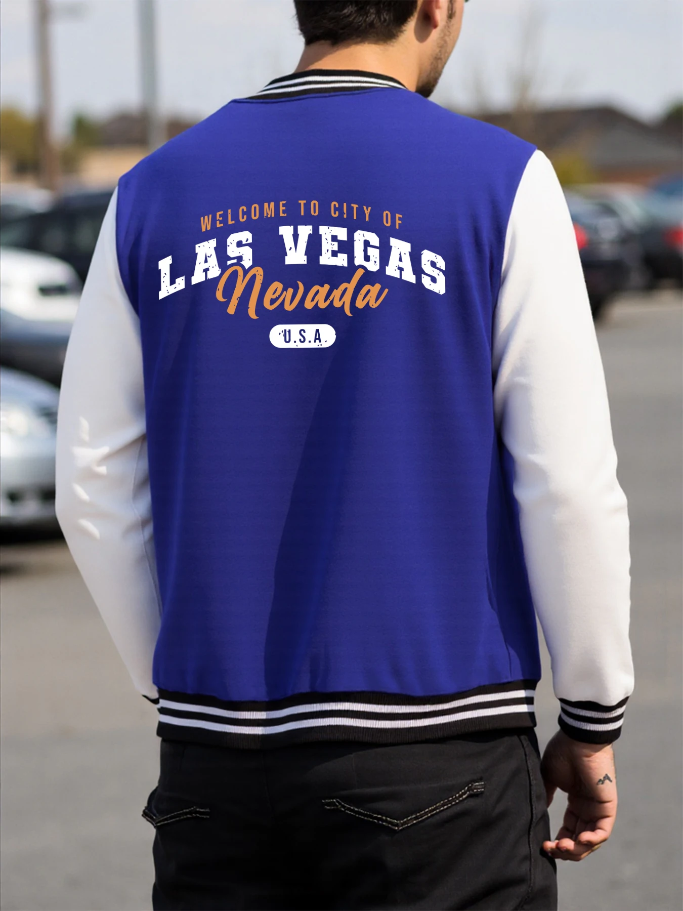 

Wellcome To City Of Las Vegas Usa Streetwear Men Cartoons Harajuku Jacket Fashion Top Loose Pocket Coat Unisex Baseball Jersey