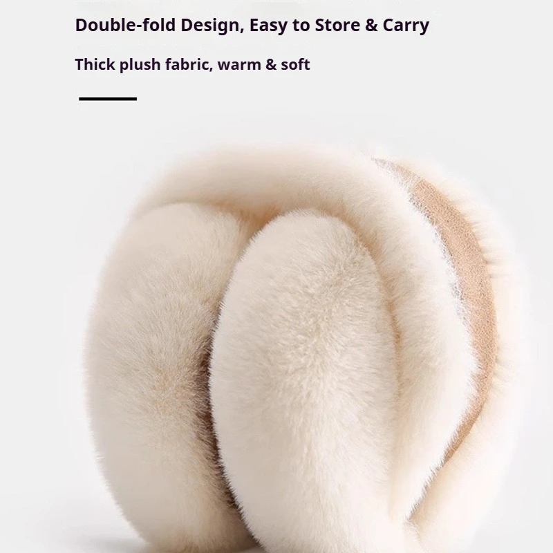 Women Winter Warm Foldable Earmuffs Suede Plush Warm Ear Muffs Cold‑Resistant Portable Windproof Ear Warmer for Outdoor Daily