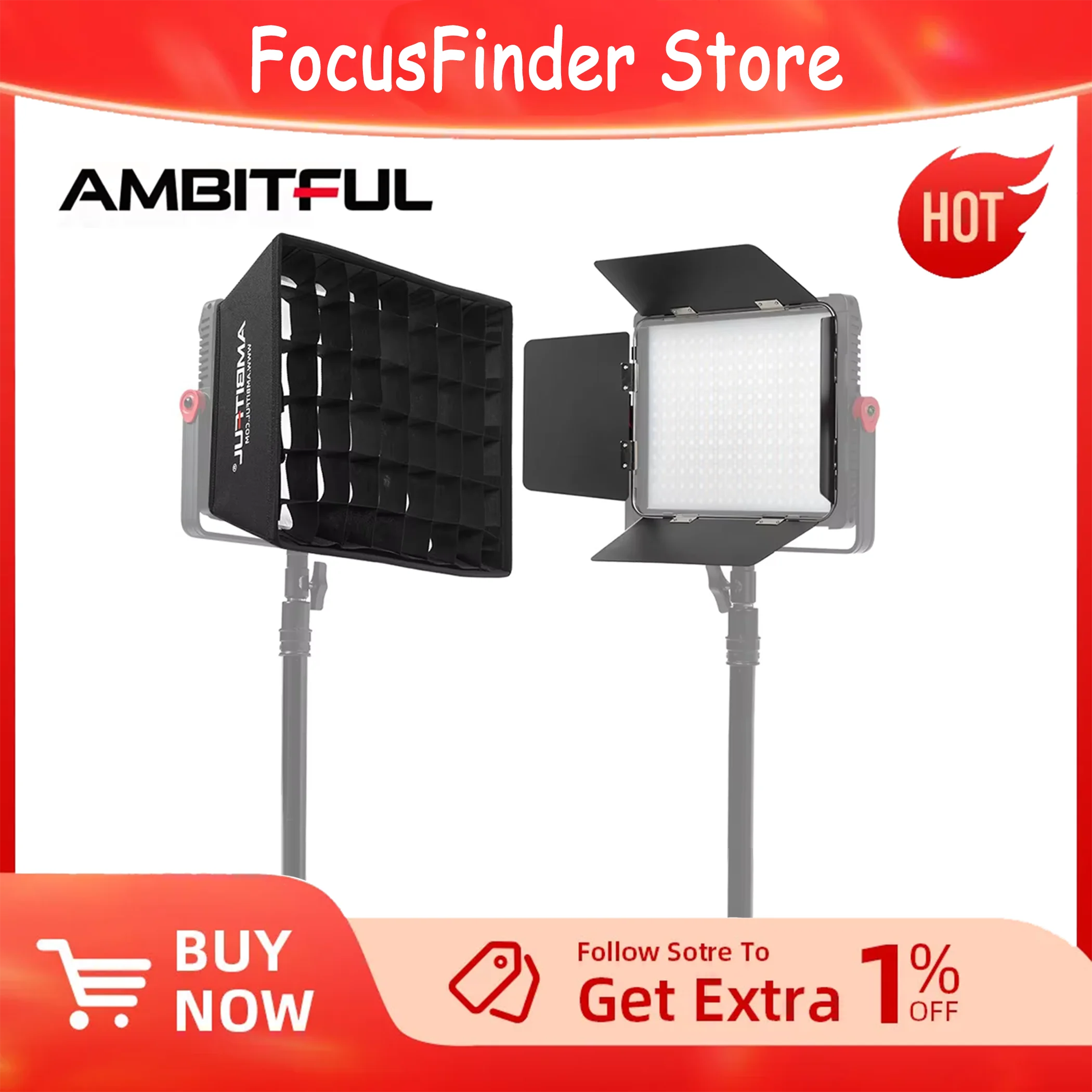 AMBITFUL P35R LED Video Panel Light Diffuser Honeycomb Grid Softbox Barn Door (Softbox Only)