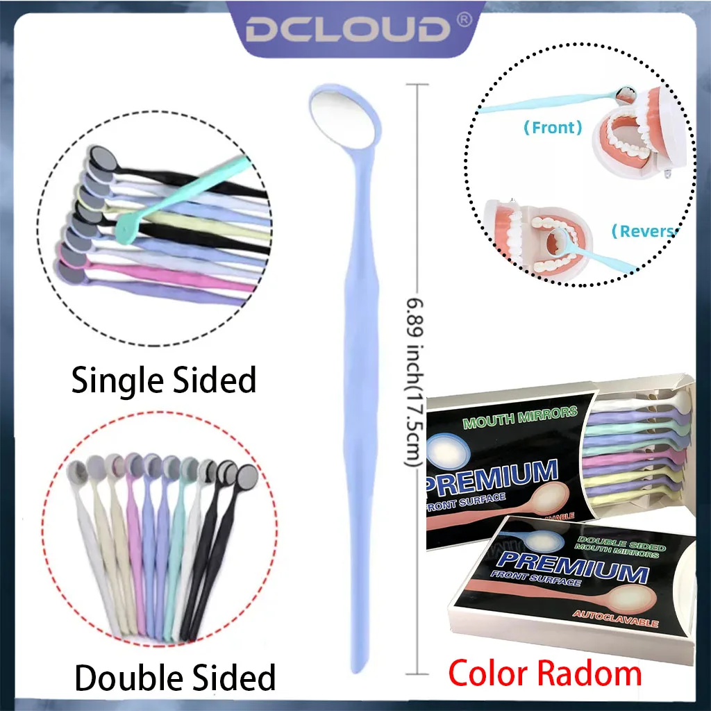 

10Pcs/Box Dental Mouth Mirrors Single Double Sided With Handle Surface Exam Reflector Mirror Oral Care Teeth Whitening Tools