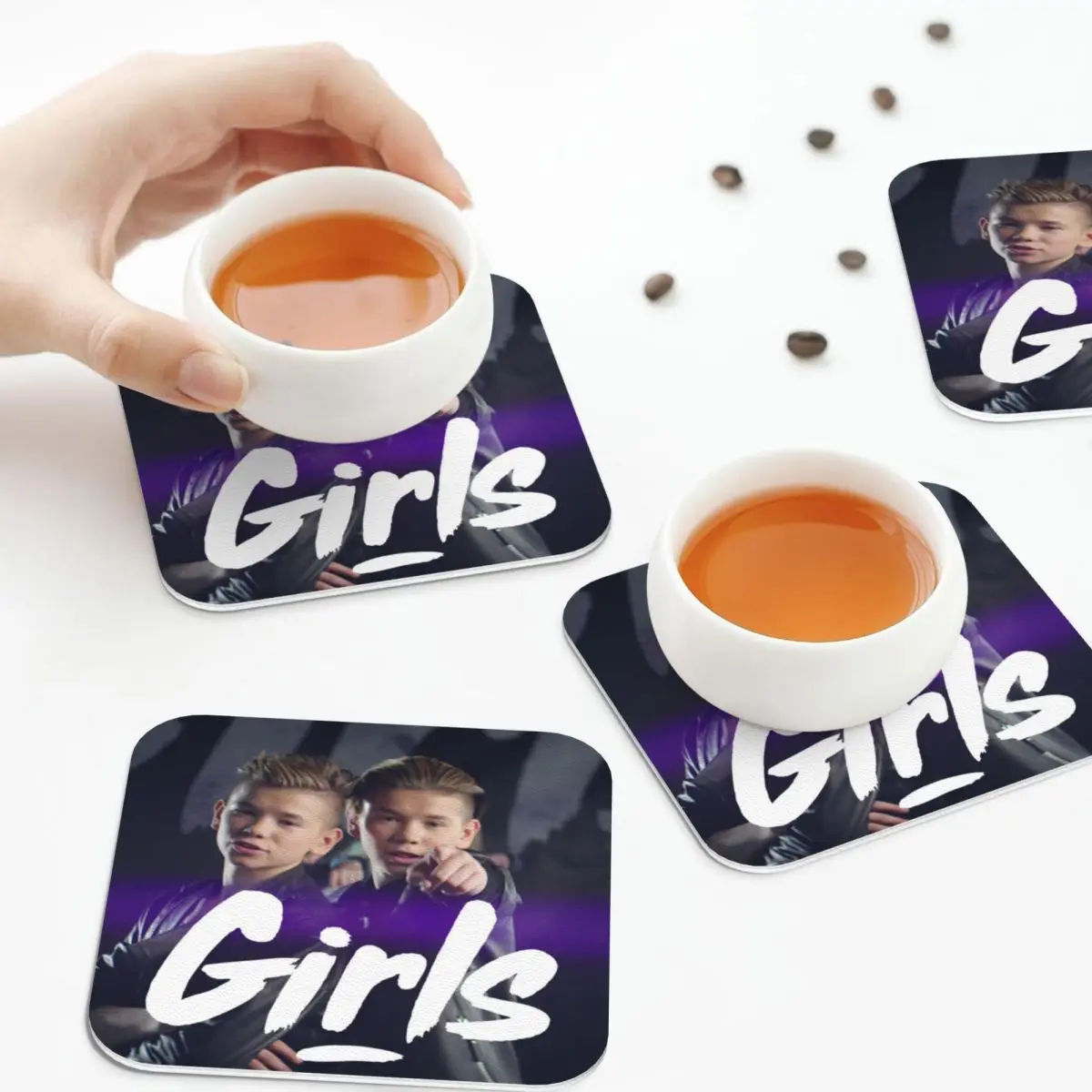 Marcus y Martinus Suecia Noruega Eurovision Posavasos Manteles individuales de cocina Taza aislante Tapetes de café Almohadillas de vajilla Juego de 4