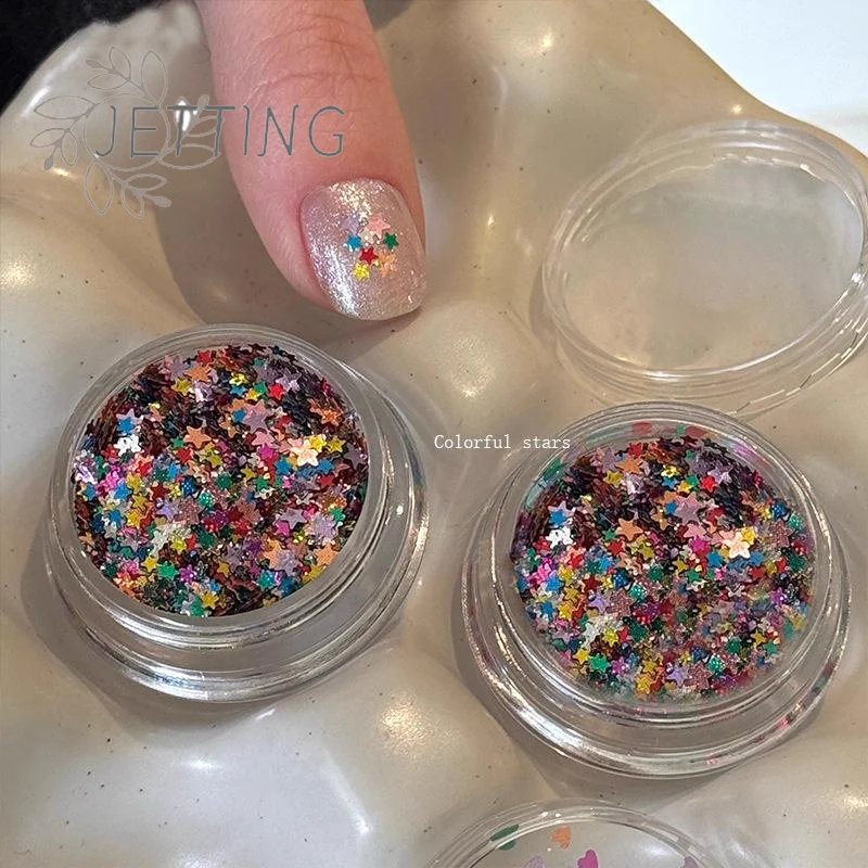 핫 1병 미니 스파클링 스타 네일 글리터 반짝이는 오각형 네일 장식 살롱 디자인 귀여운 액세서리 DIY 네일 아트 디자인