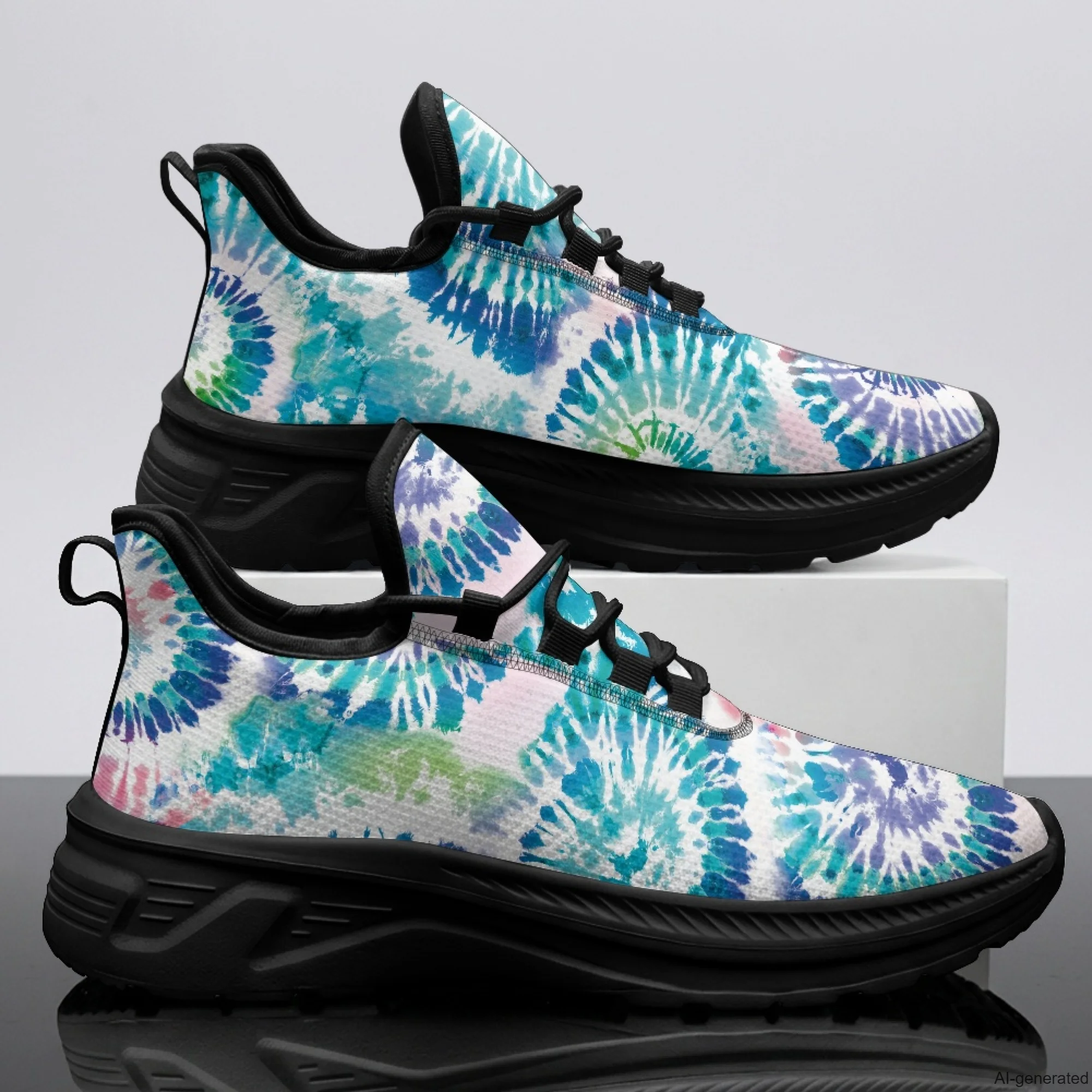 XIXIRIMIDO Womens Walking Shoes Nurse Shoes Nurse Sneakers Tie-Dye Print Tenis Masculino De Corrida Barefoot Shoes 35-48