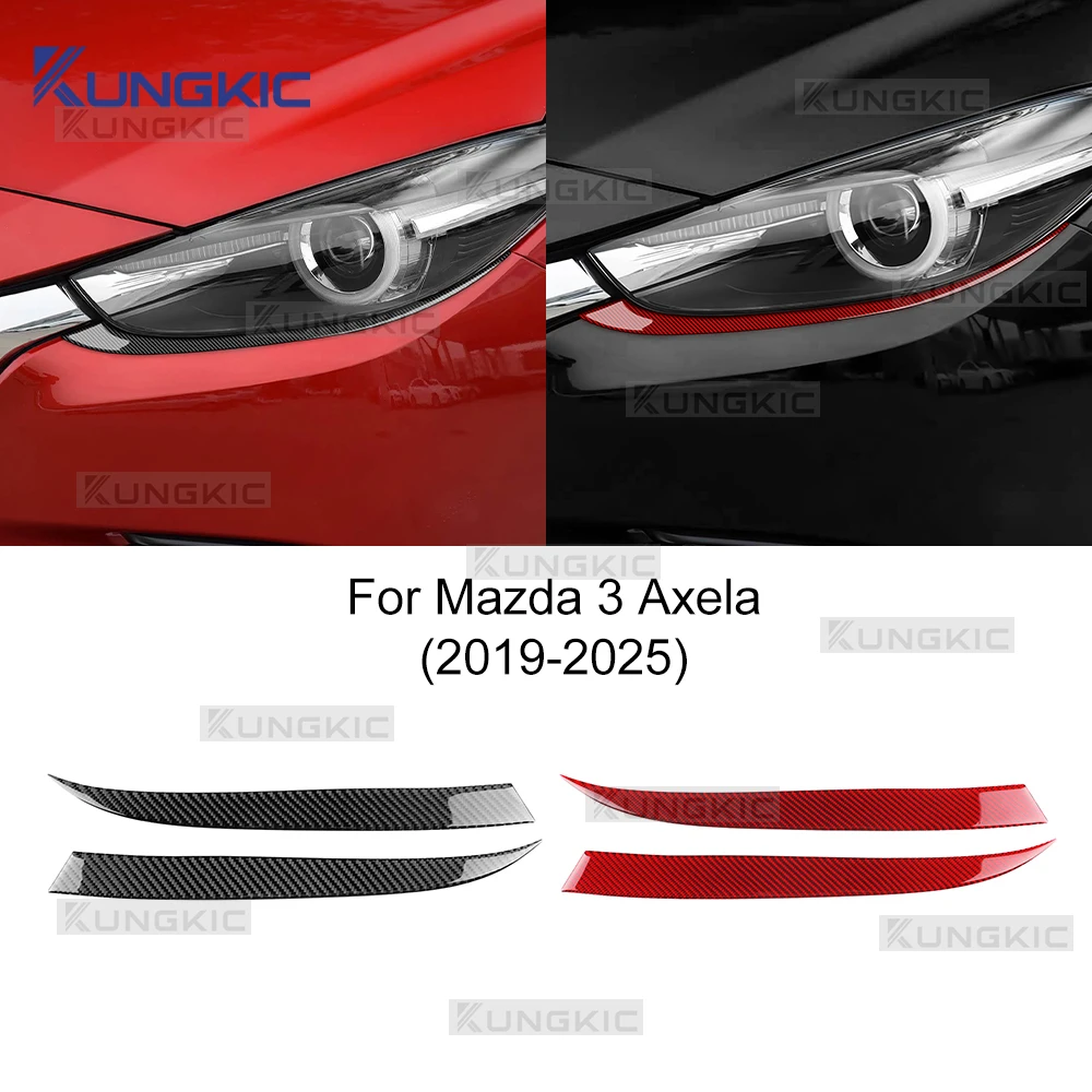 Real Soft Carbon Fiber Sticker For Mazda 3 Axela BP 2019 2020 2021 2022 2023 2024 2025 Sedan/Hatchback Car Lamp Eyebrow Trim