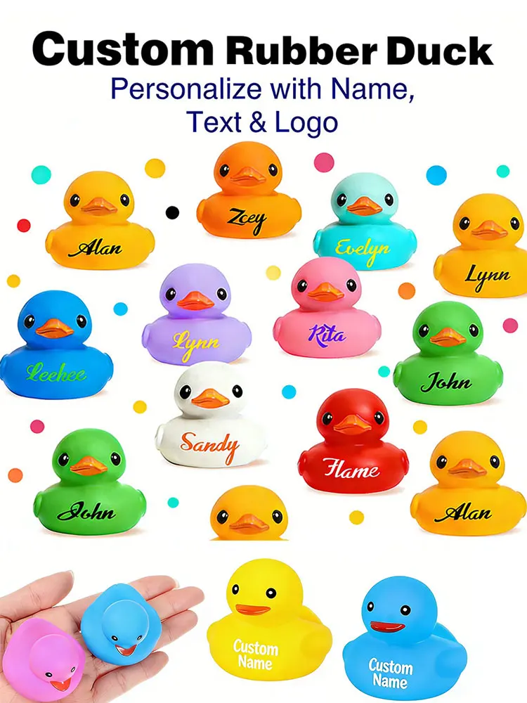 Gepersonaliseerde rubber eendjes met eigen tekst, voeg uw naam toe, gele eendjes, zwembadfeestje cadeautje, grappig verjaardagscadeau, badspeelgoed, cadeaus - afbeelding 2