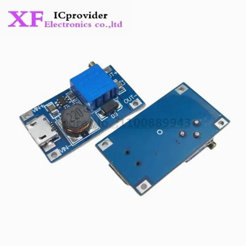 1pcs MT3608 DC-DC Adjustable Boost Module 2A Boost Plate Step Up Module with MRO USB 2V-24V to 5V 9V 12V 28V