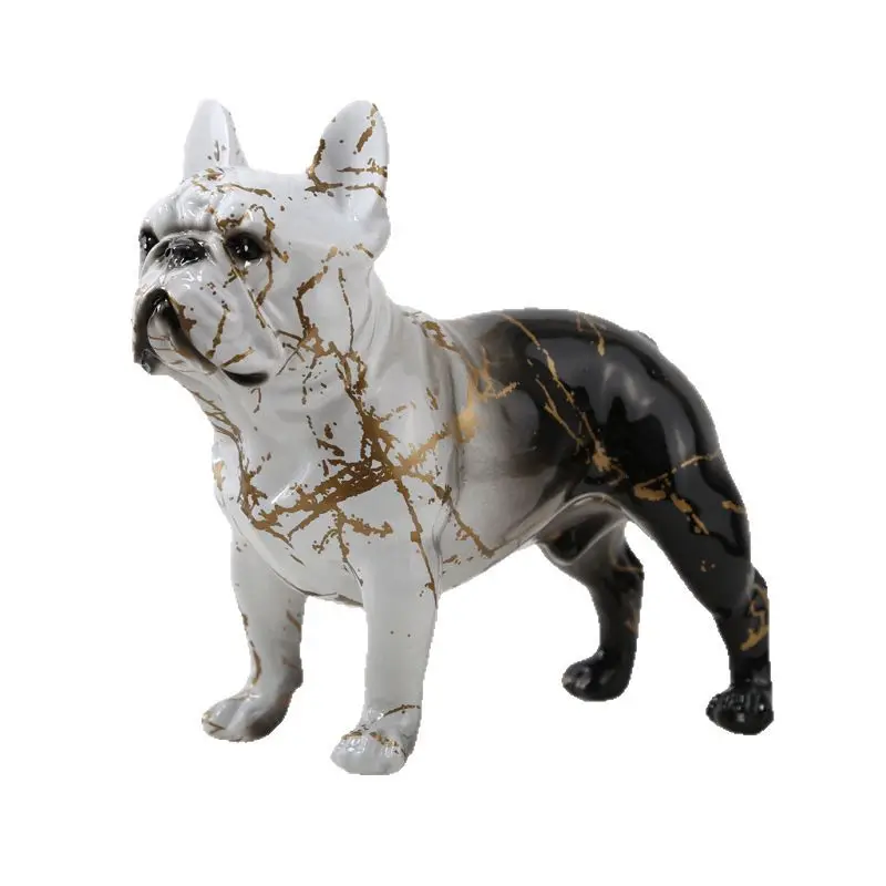 

Creative water transfer colorful graffiti animal bulldog ornament resin desktop office living room soft decoration