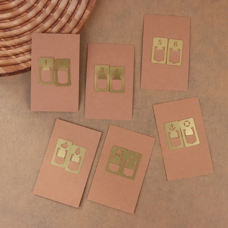 ヴィンテージ文具;真鍮銅のしおり12個。トラベラーズノートとマンスリープランナーアクセサリーに最適です。