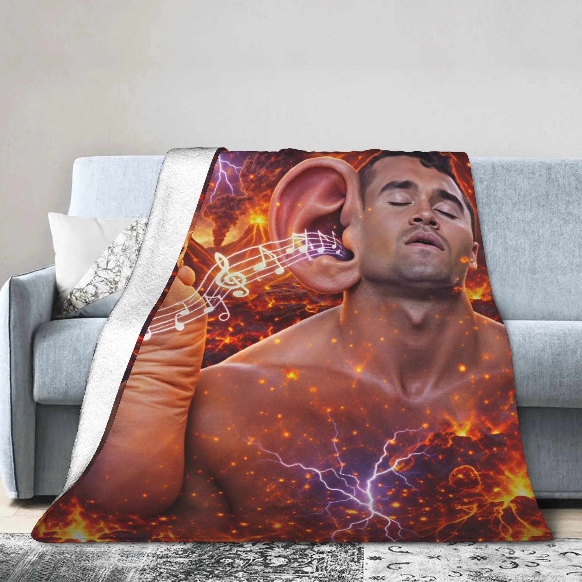 Volcano Lightning Big Ear Musical Notes Charlie Kirk Blanket Warm  Throw Blanket Winter Picnic Couch Chair Aesthetic Bedspread