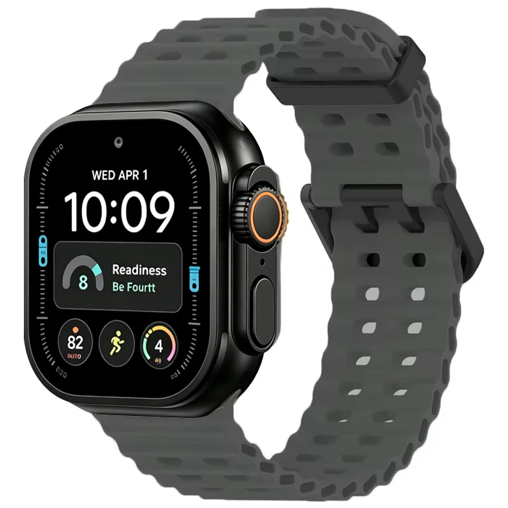 Ocean Silikonarmband für Apple Watch Band Ultra 4/3/2/1 49mm Serie 12 11 10 46mm Komfortables Armband IWatch 9 8 7 6 5 4 SE 45/44mm – Detail 3