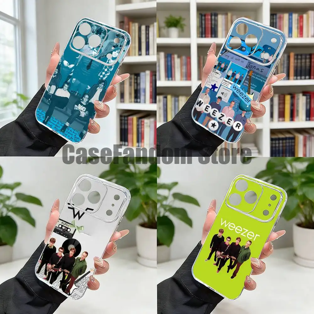 

Band W-Weezer Phone Case For iPhone 17,16,15,14,13,12,11 Pro,Max,Plus,X,XS,XR,SE4,E Mini Transparent Soft Cover