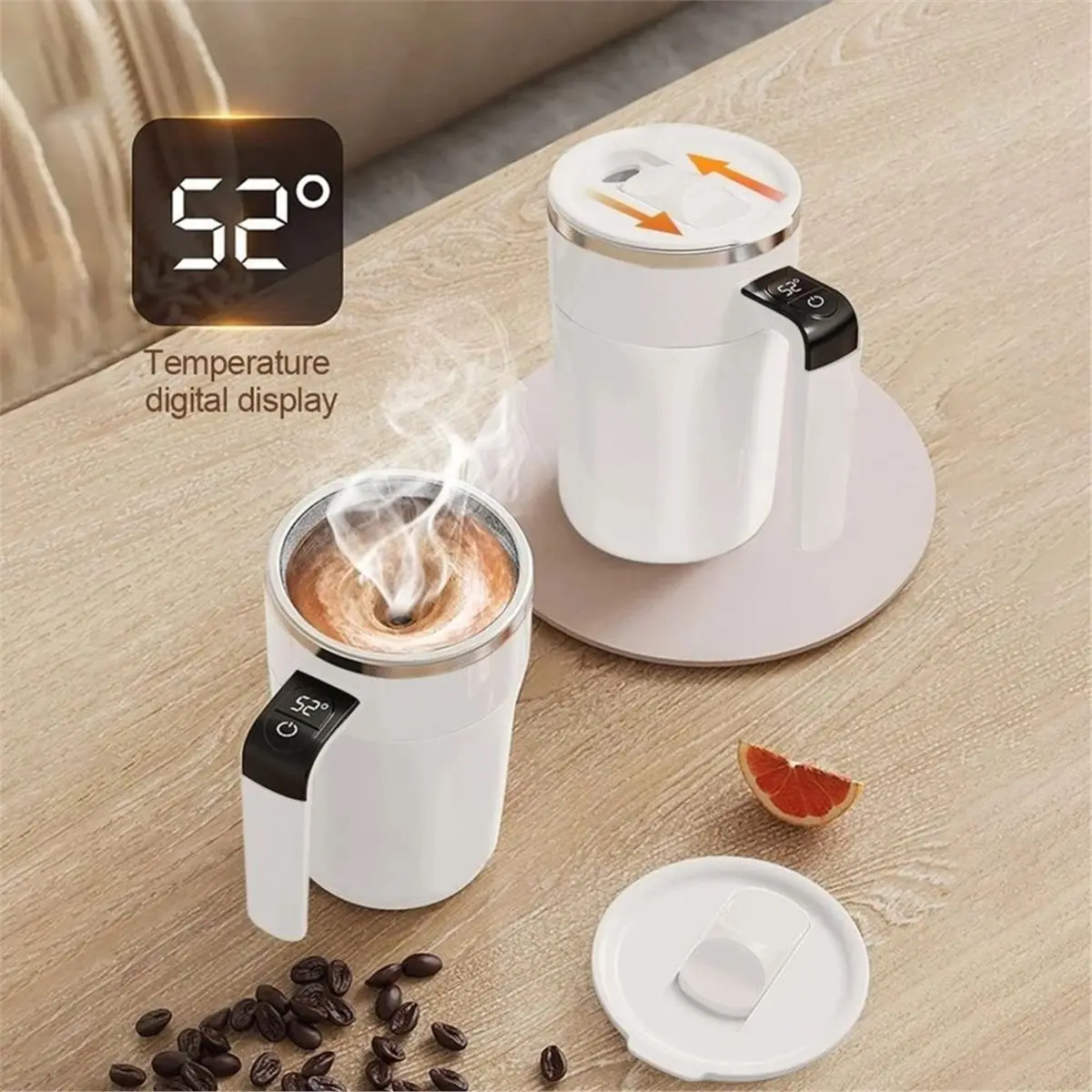 New Tool Automatic Stirring Coffee Cup Rechargeable Electric Stirring Mixer Stainless Steel Magnetic Self Stirring Mugs with Lid